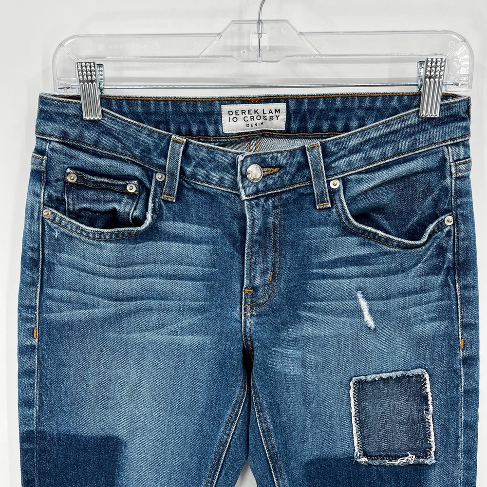 Derek Lam 10 Crosby Mila Patchwork Mid Rise Slim Boyfriend Jeans - Picture 4 of 8